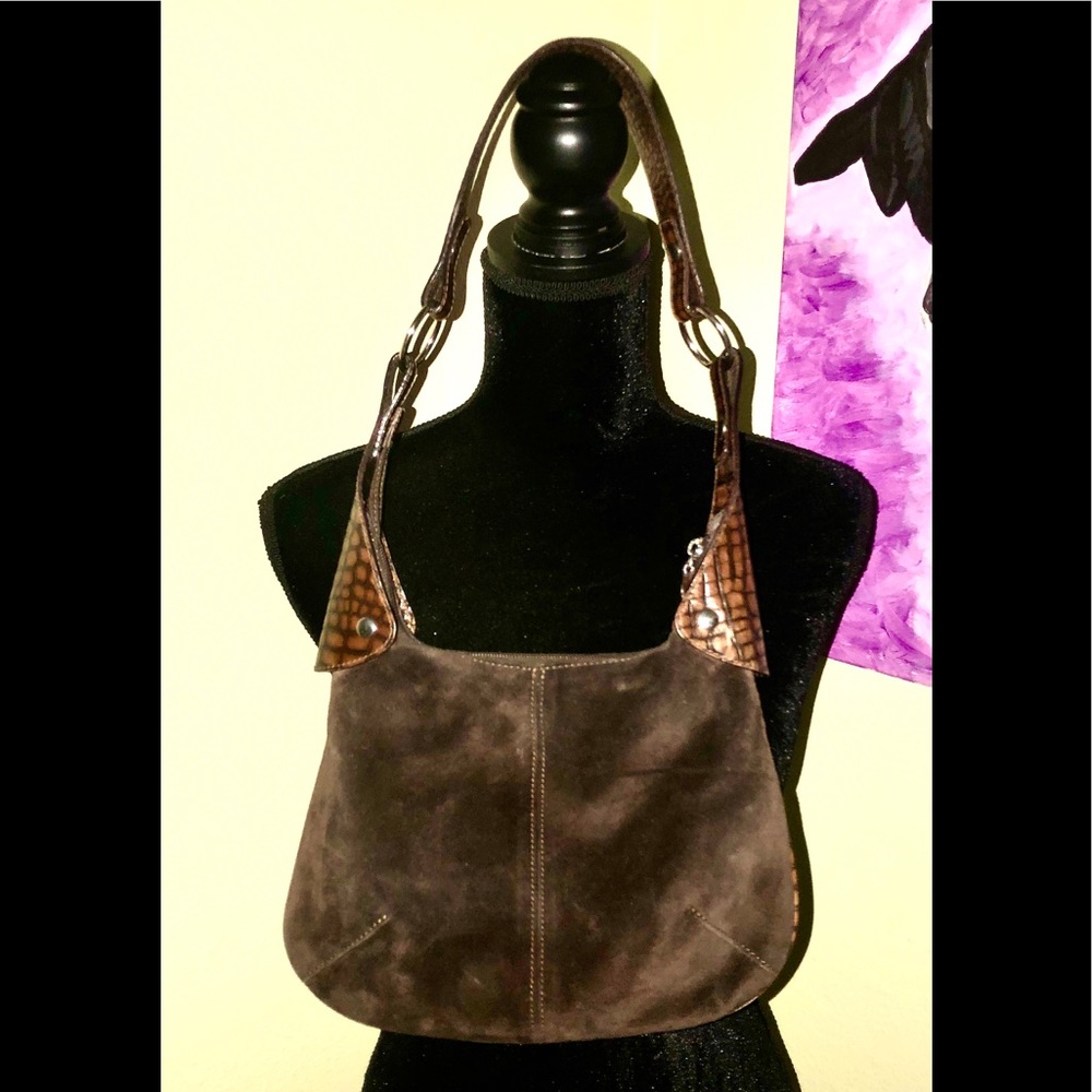 VINTAGE NANNINI Italian Brown Suede & Leather Bag